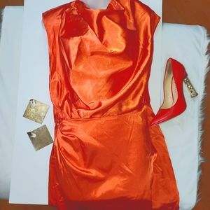 Orange dress/ satin like material